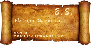 Bürger Samuella névjegykártya